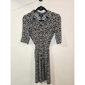 Laundry by Shelli Segal Geometric Print Dress Size 4 Chic Minimalist Parisian